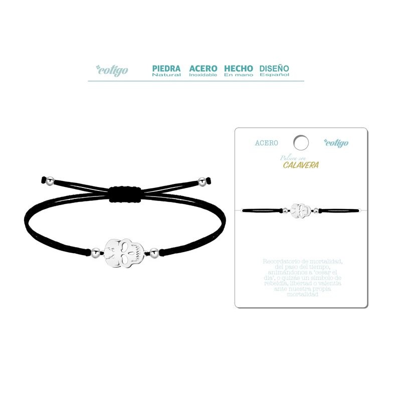 Pulsera Hilo Negro Santa Muerte Plateado - Coleccion amuleto pulsera negra